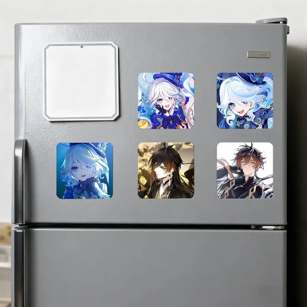 ملصقات مربعة مغناطيسية للثلاجة من جينشين - يمكن استخدامها لتخصيص ديكور المنزل وهي تذكارات مثالية أو هدايا #6