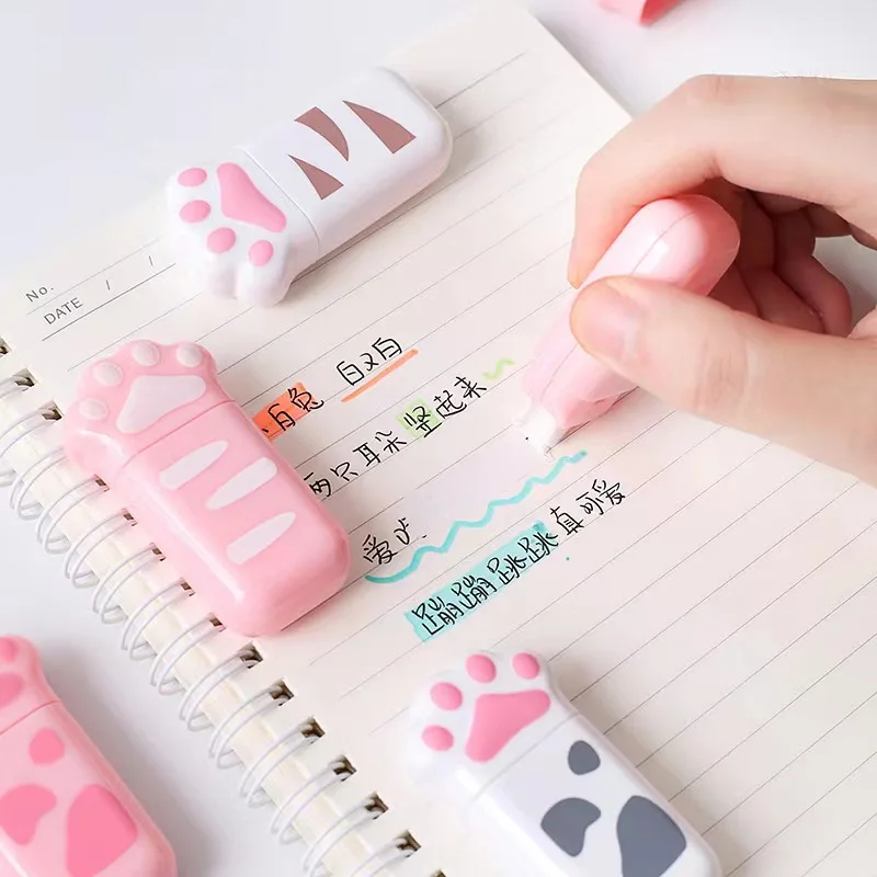 Cat Paw Utility Knife Correction Tape Rubber Eraser Ruler Cute Stationery Set Kawaii Cartoon Office School Supplies