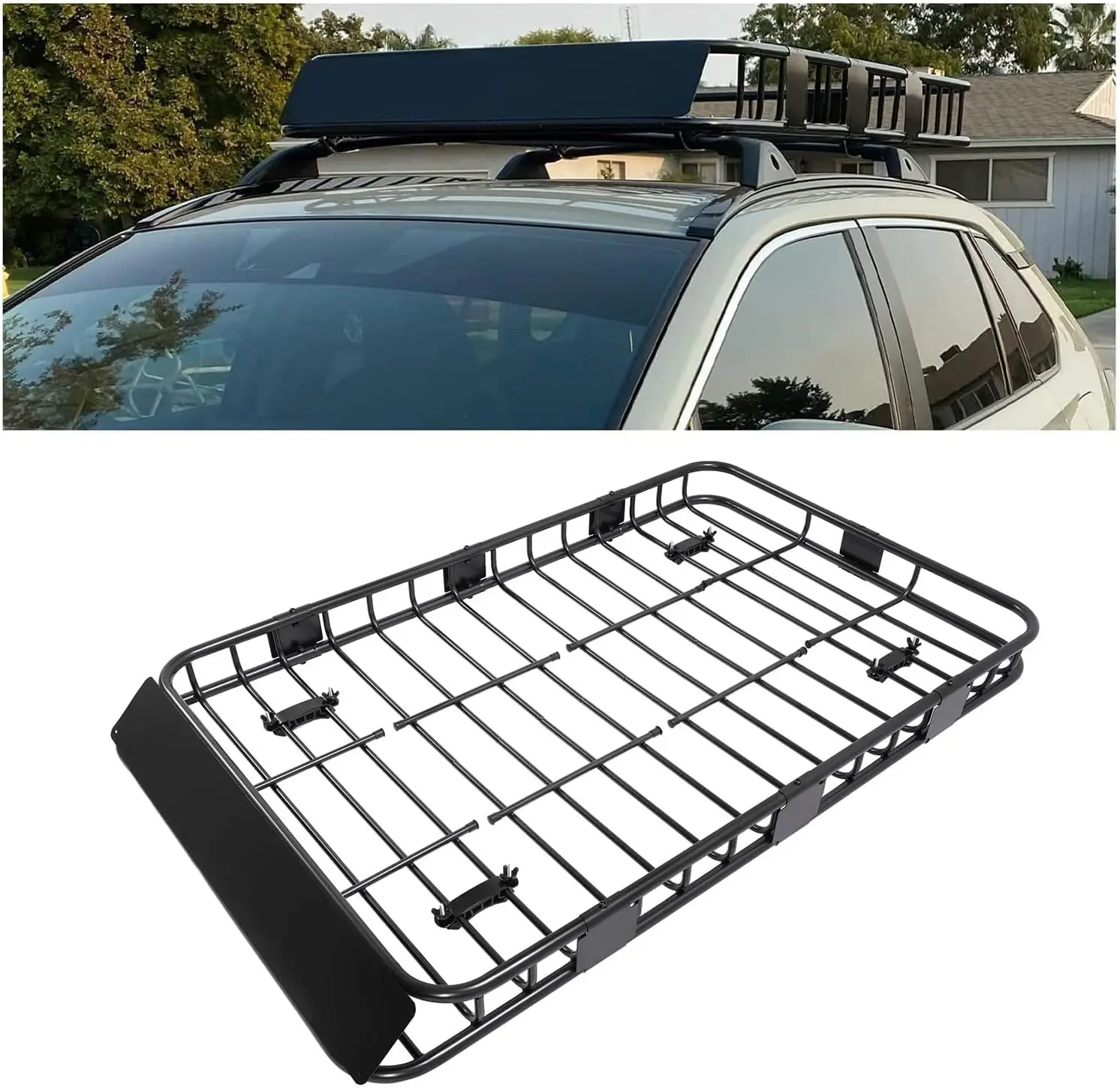 

Universal Adjustable Roof Rack Cargo Carrier Basket for SUV Car Travel with 250LBS Capacity