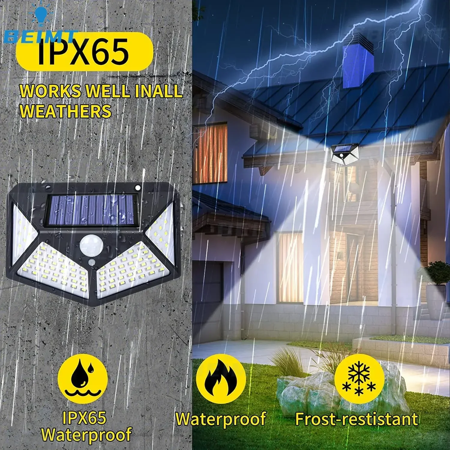 Nieuwste Zonne-verlichting Outdoor 100 Led Solar Sensor Motion Licht 3 Modes Outdoor Solar Draadloze Lamp IP65 Waterdicht Wandlampen