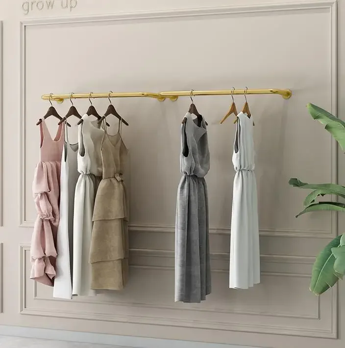 Clothes shop display rack ceiling wall wedding dress hanger dress hanger women's shop hanging clothes pole rack