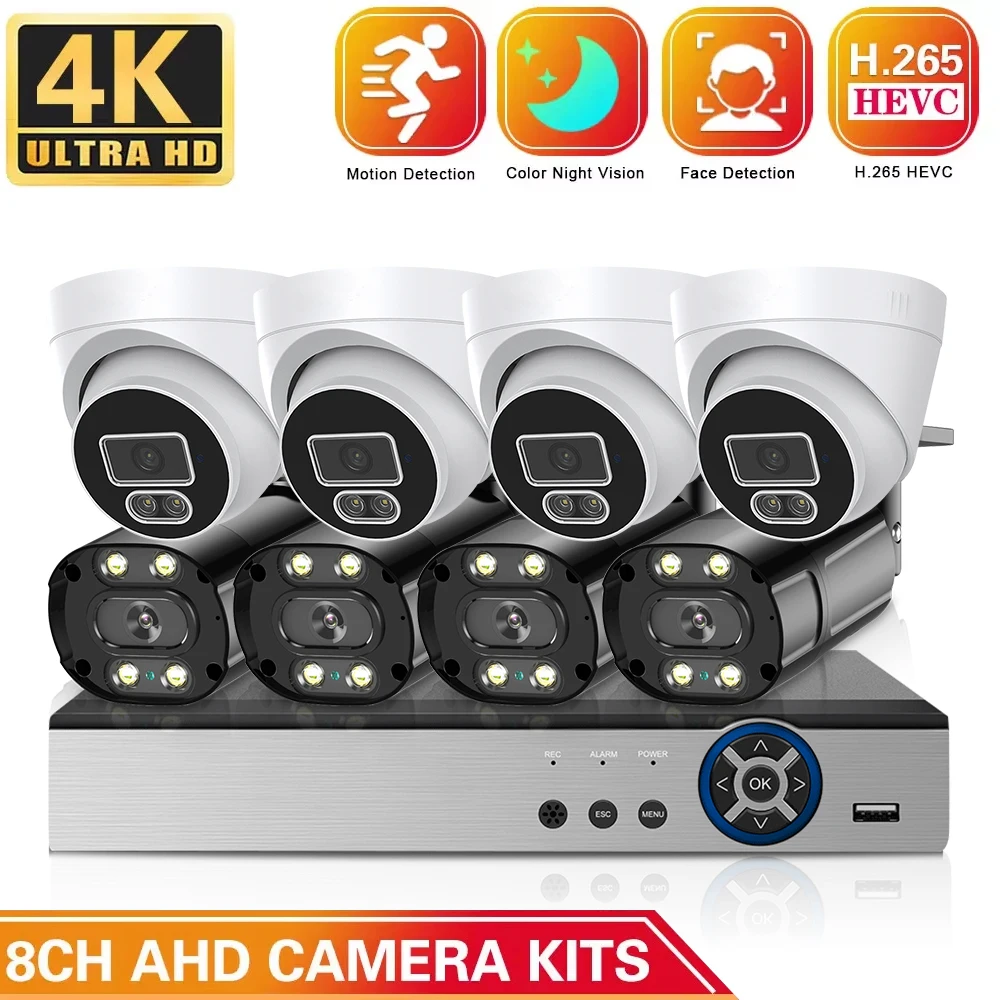 

4K 8MP AHD CCTV BNC Camera Security System Kit 8CH DVR Face Detction Color Night Vision Camera Set Video Surveillance System