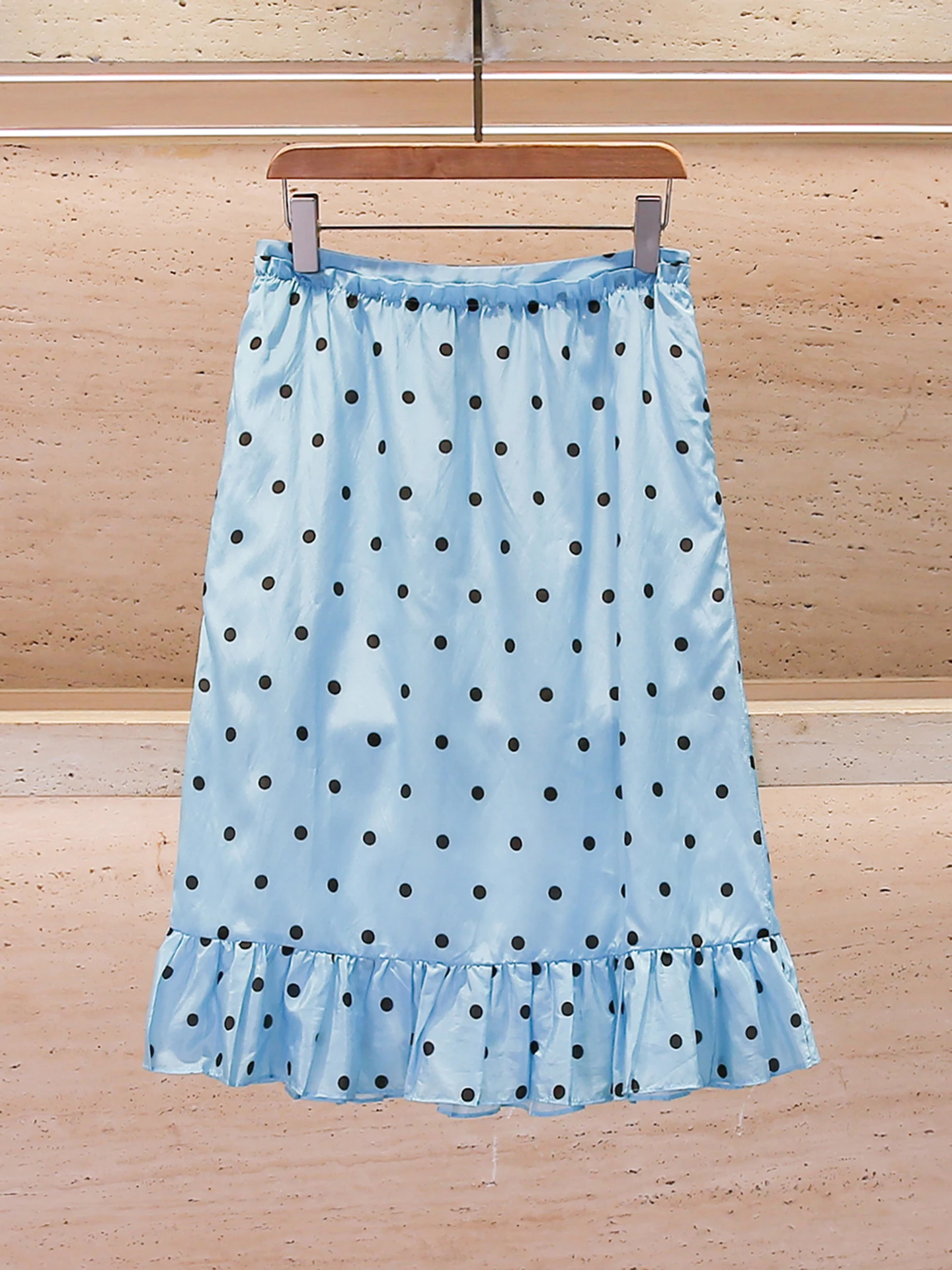 Casual Versatile Sweet Summer 2026 New Polka Dot Half Skirt with Lace High Waist A-Line Skirt for Commuting Daily Wear
