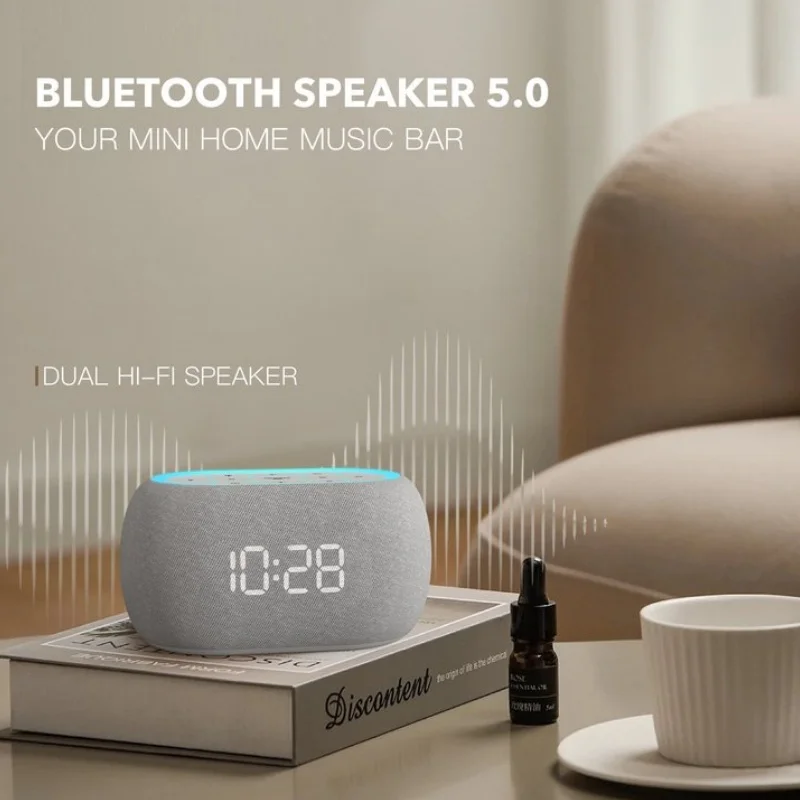 Bluetooth Speaker Soothing Alarm Clock, Snooze Wake-up Service, 21 Soothing Sound, Color Lights, White Noise Machine, Bedroom