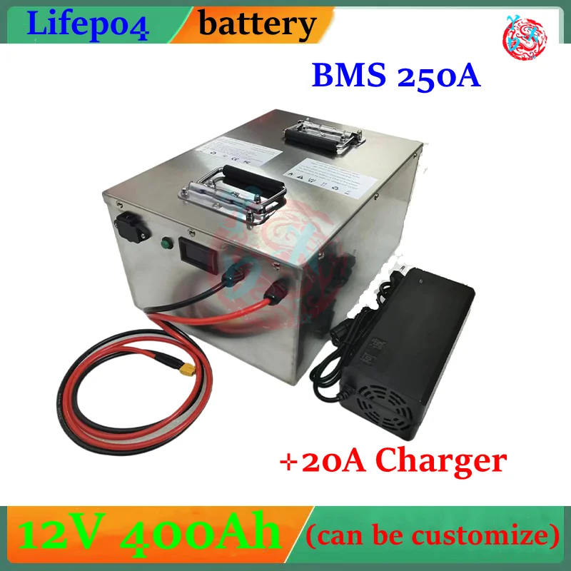 12.8v 12V 400AH Lifepo4 battery With LCD BMS 4S for golf cart EV Solar Storage backup power boat Tricycle light