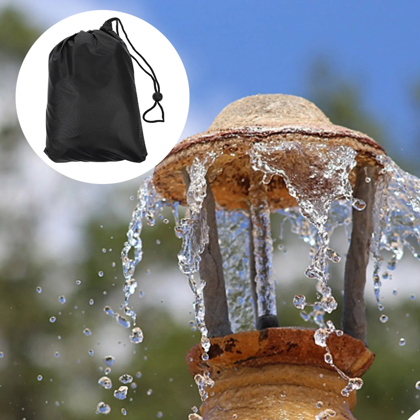 1Pcs Garden Fountain Cover Waterproof Dustproof Drawstring Design Outdoor Statue Protective Cover Winter Weather Resistant
