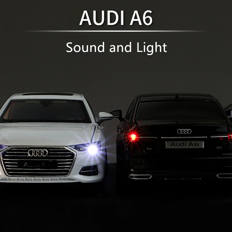 1:32 AUDI A6 Alloy Car Model Diecast & Toy Metal Vehicle Car Model Collection Sound and Light High Simulation Childrens Toy Gift