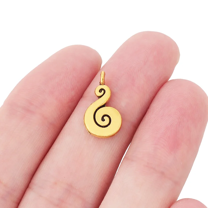 

60 x Tibetan Silver/Gold Color 2 Sided Spiral Vortex Charms Pendants for DIY Jewelry Making Findings