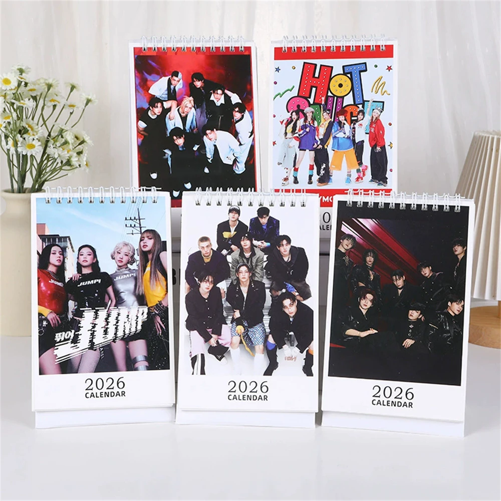 KPOP I-DLE Babymonster ATEEZ Idol Group 2026 أجندة مكتبية /رزنامة مكتبية عضو غلاف الألبوم صور موضة التقويم سطح المكتب الحلي المشجعين هدية
