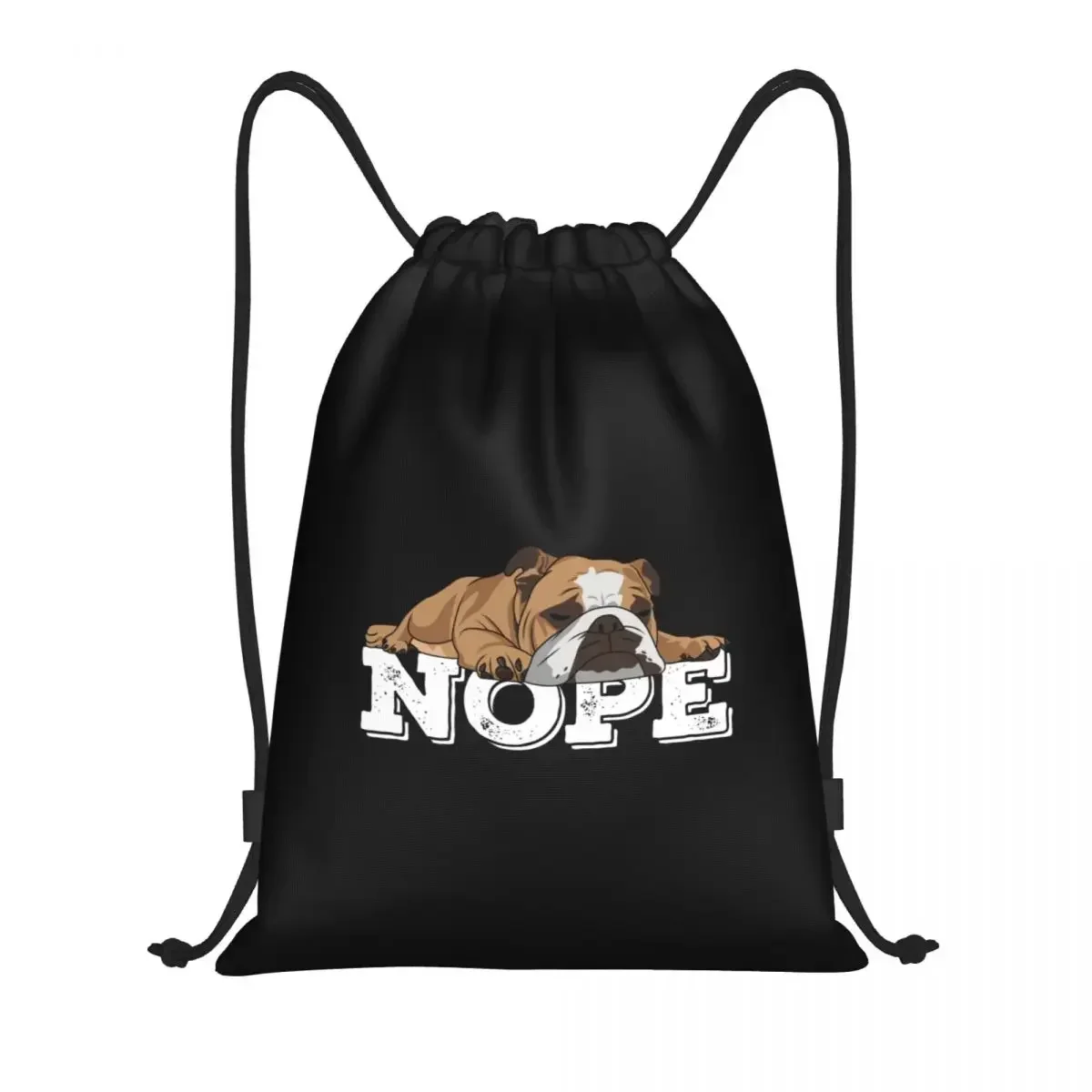 French Bulldog Says Nope Drawstring Backpack Bags Women Men Lightweight Funny Animal Dog Gym Sports Sackpack Sacks for Yoga