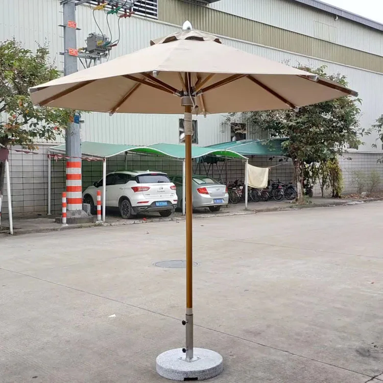 Teak pull rope middle column umbrella outdoor sun umbrella courtyard beach parasol sun protection courtyard umbrella