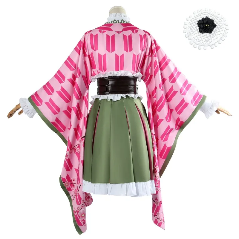 Anime Hashira Kanroji Mitsuri Cosplay Costume Demon Slayer Kanroji's Wigs 5th Anniversary Kimono Set Japanese Women's Clothing