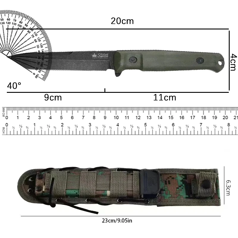 Direct Sales Outdoor High Hardness Straight Knife Integrated Keel Camping Self-Defense Knife Camping Portable Hiking Knife