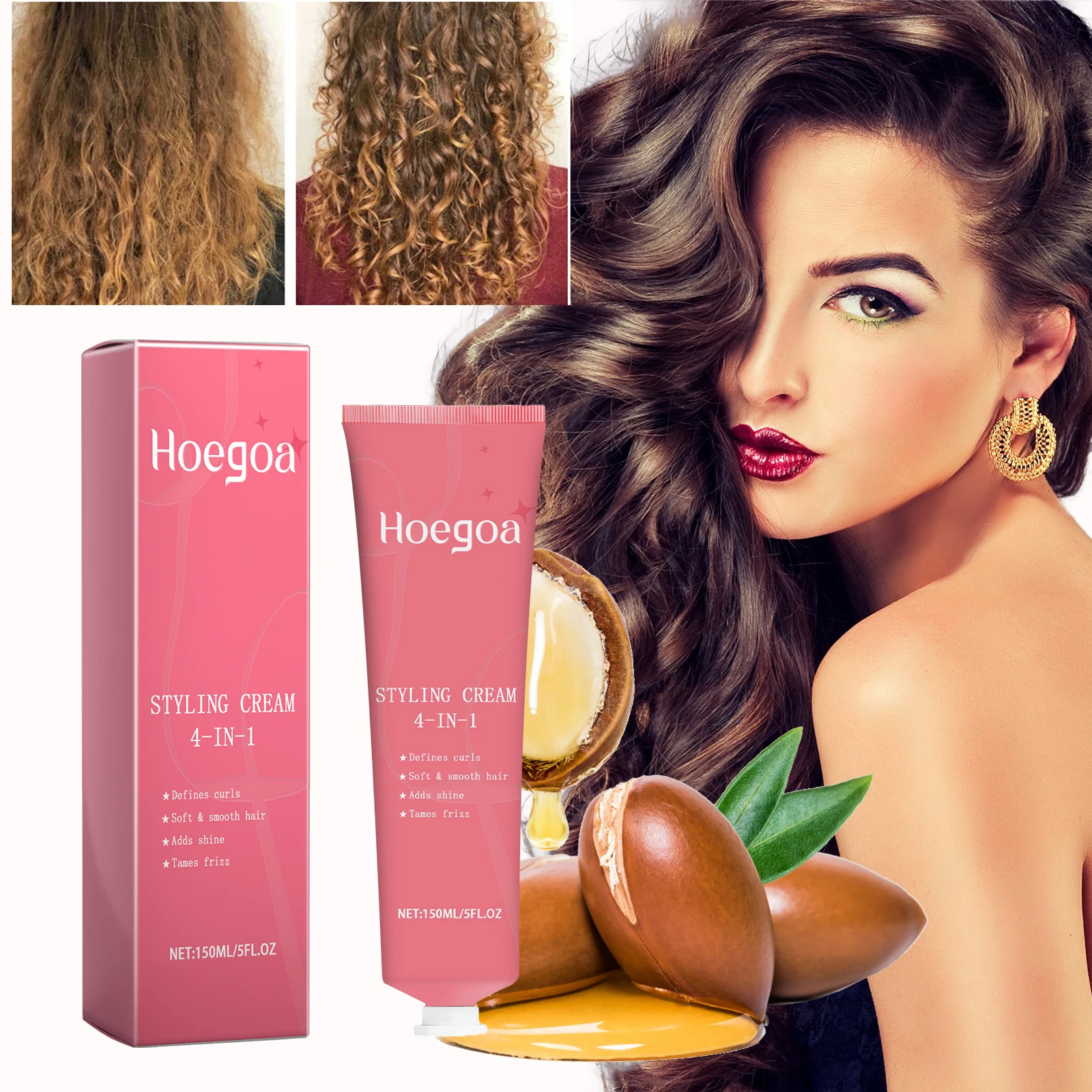 Hair Styling Cream Improve Curly Non Greasy Enhances Finished Molding Reducing Dry Edges Control Professional Hair Shaping Cream