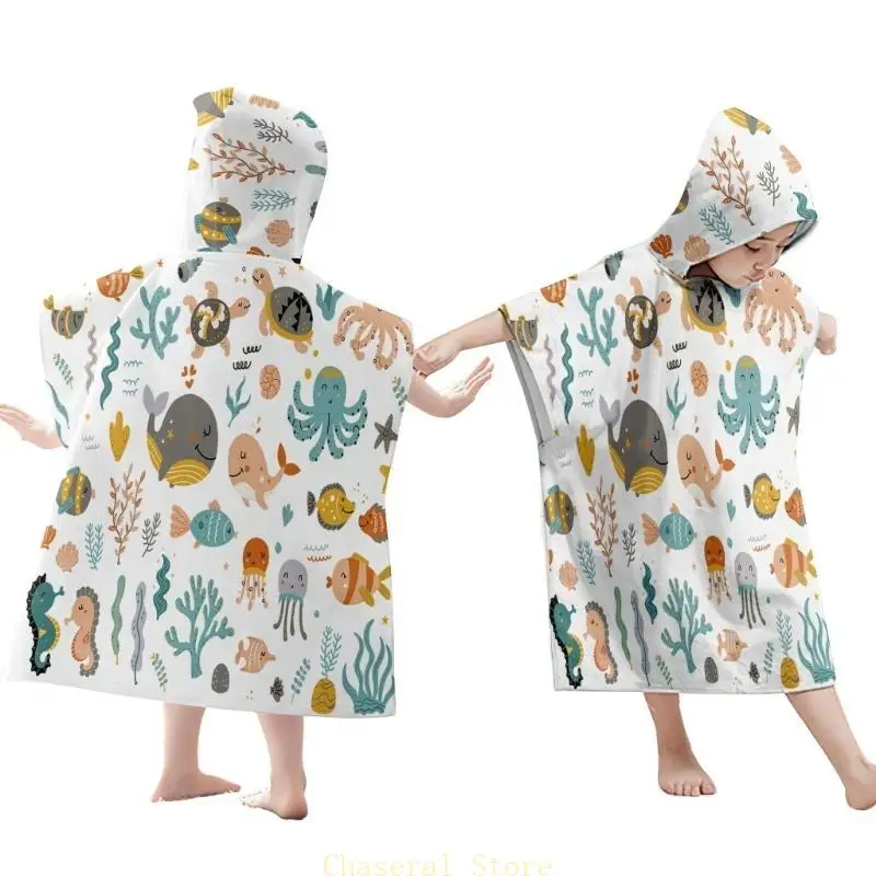 E7CE Comfortable Kids Cape Beach Bath Robe Comfortable Cloak Bath Towel for Infants