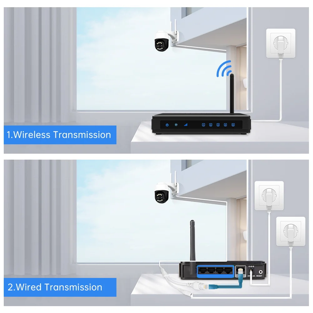 Outdoor Wifi PTZ Camera 4K 8MP HD Dual-Lens Dual Screen Camera AI Auto Tracking 4MP Video Surveillance Police Light Alarm iCSee
