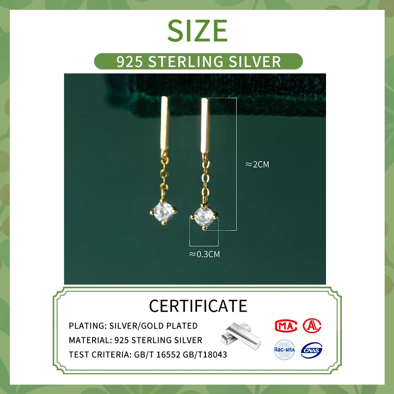 INZATT Plata de Ley 925 auténtica 2CM borla colgante de circón Mini pendientes para mujeres encantadoras accesorios de joyería fina exquisita
