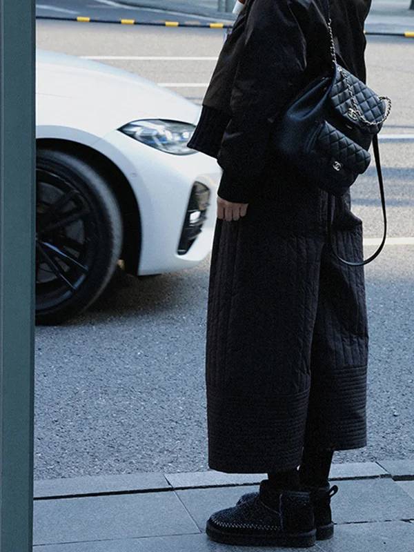 Pantalones de pierna ancha de cintura alta, pantalones informales de algodón para mujer, corte de bota, longitud de siete a nueve puntos, novedad de invierno