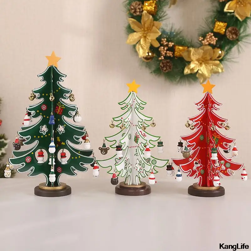 

Christmas Decorations Plywood Wooden Christmas Tree DIY Hand-Assembled Three-piece Pair Of Fork Tree Window Decoration Ornaments