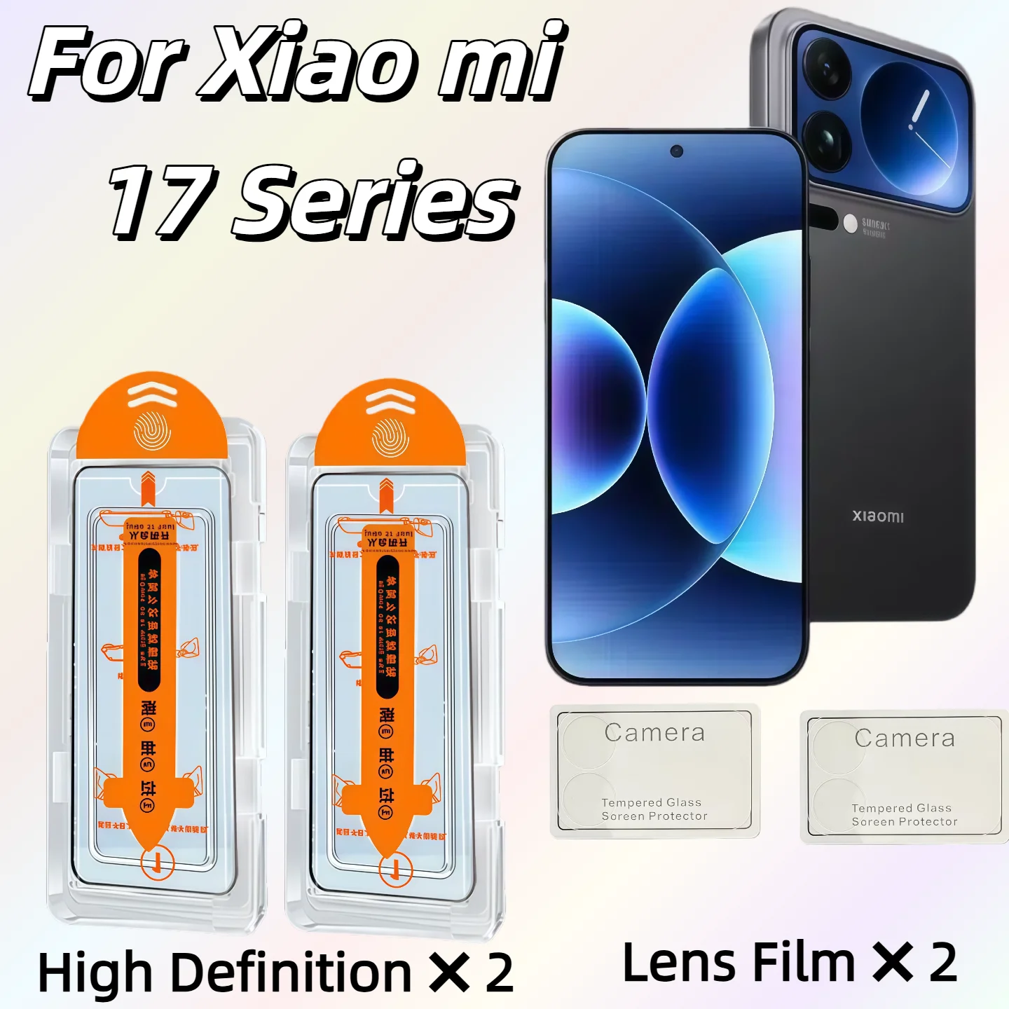 

【2+2】2PCS HD tempered glass screen protector + 2PCS rear camera lens protector compatible with Xiao mi 17/17 Pro/17 Pro Max.