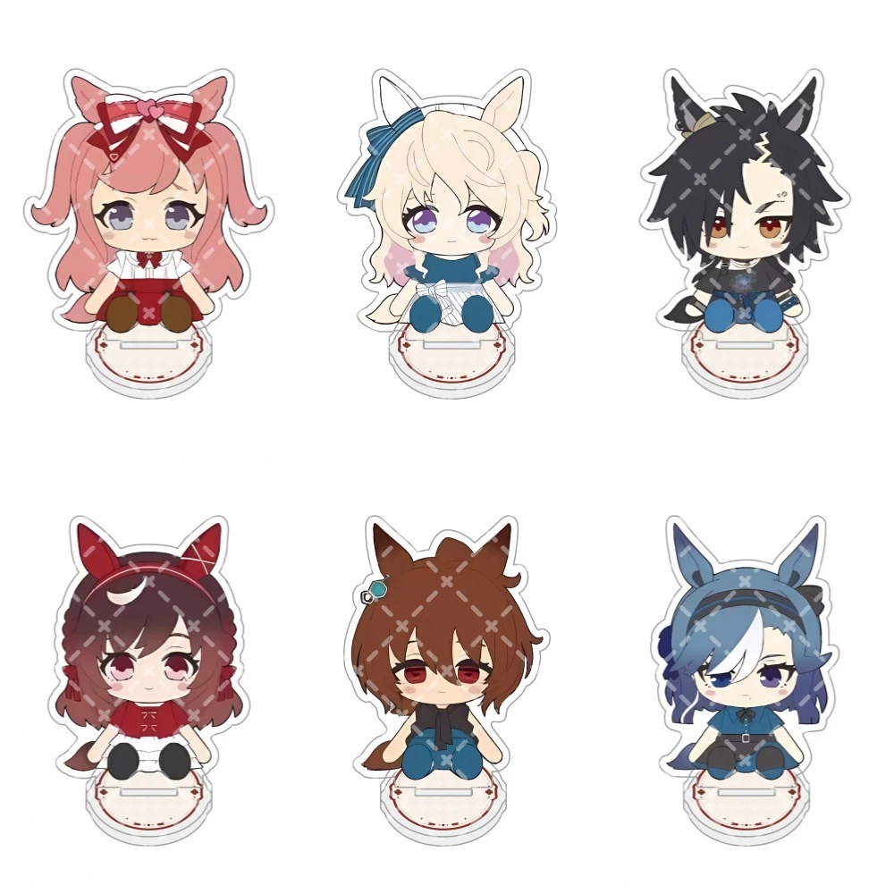 Cute Q Version Anime Character Acrylic Stand Cartoon Sitting Figure Desk Display Stand Tabletop Decor Fans Collection Keychain