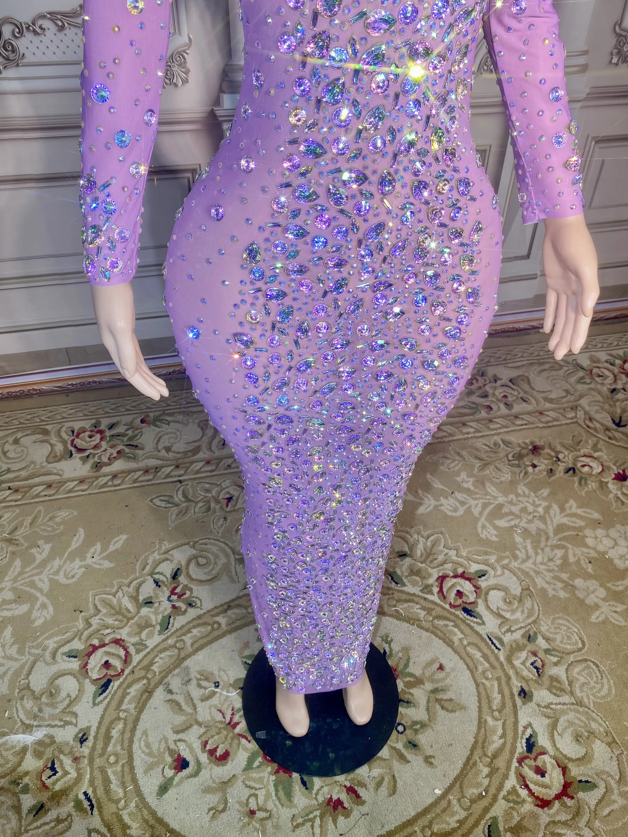 Luxury See Through Crystal Prom Gowns Sexy Bodycon Diamond Birthday Wedding Guest Dress Women Formal Long Party Evening Dress