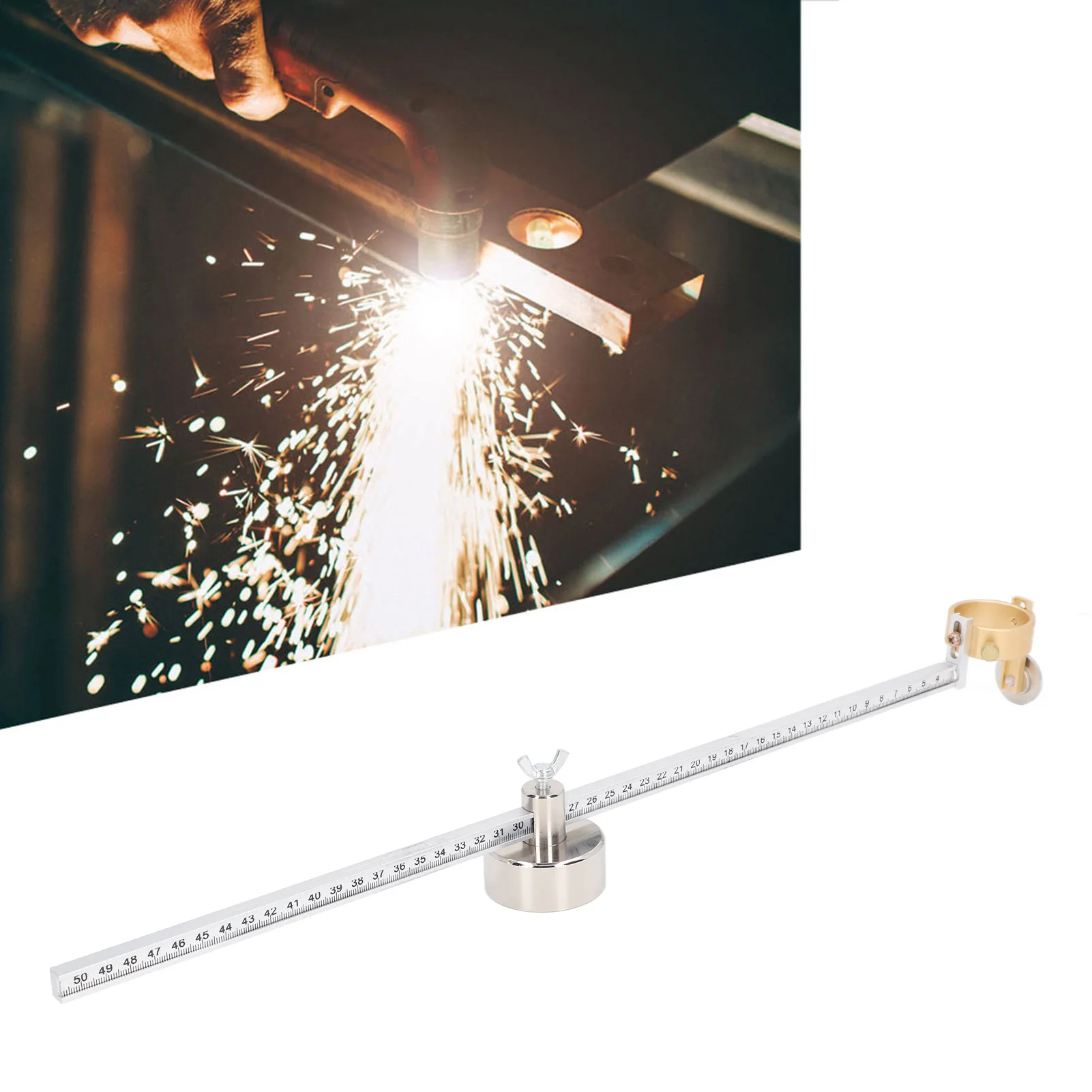 Круглая направляющая плазменной резки, прозрачная шкала, 50 см, регулируемый режущий ролик из алюминиевого сплава, направляющее колесо, компас