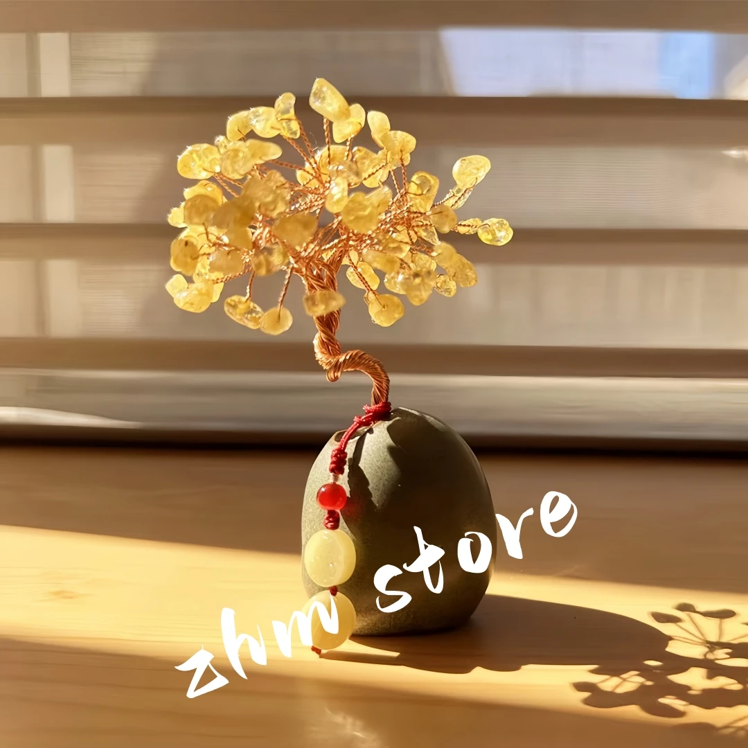 12cm Retro Mini Gift for Lover,Friends,Families,Crystal Positive Energy of Love/Success/Health/Wealth Money Tree Decor Ornaments