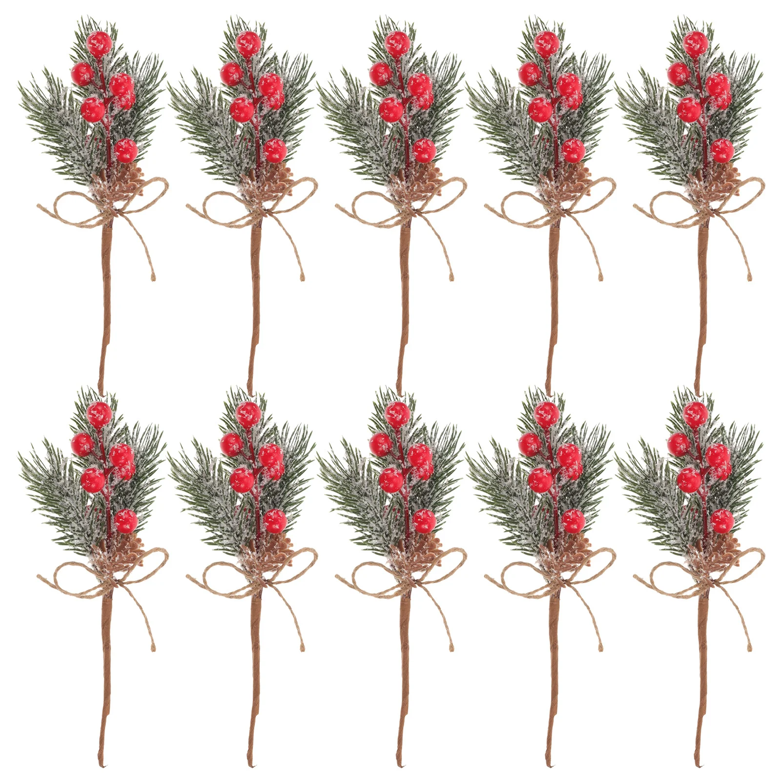 

10Pcs Fake Berry Branches Artificial Berry Stems Christmas Floral Picks DIY Pine Branches Decoration Festive Wreath Table Decor