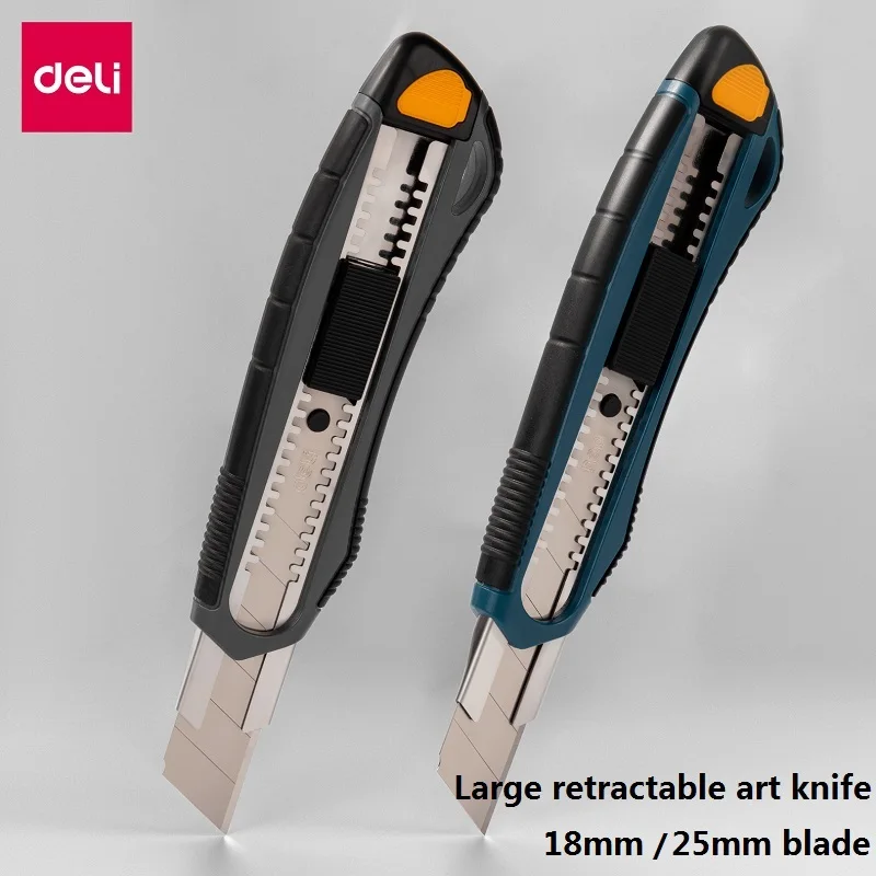 Deli Self-locking Retractable Utility Art Knife,SK5 Blade Durable Heavy-duty Paper Cutting Knifes Wallpaper Knife Cutting Tool