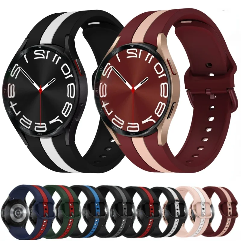 Gapless Silicone Strap for Samsung Galaxy Watch 7 6 5 4 44mm 40mm 5 Pro 45mm Original Bracelet for Watch 6 4 Classic 43mm 42mm