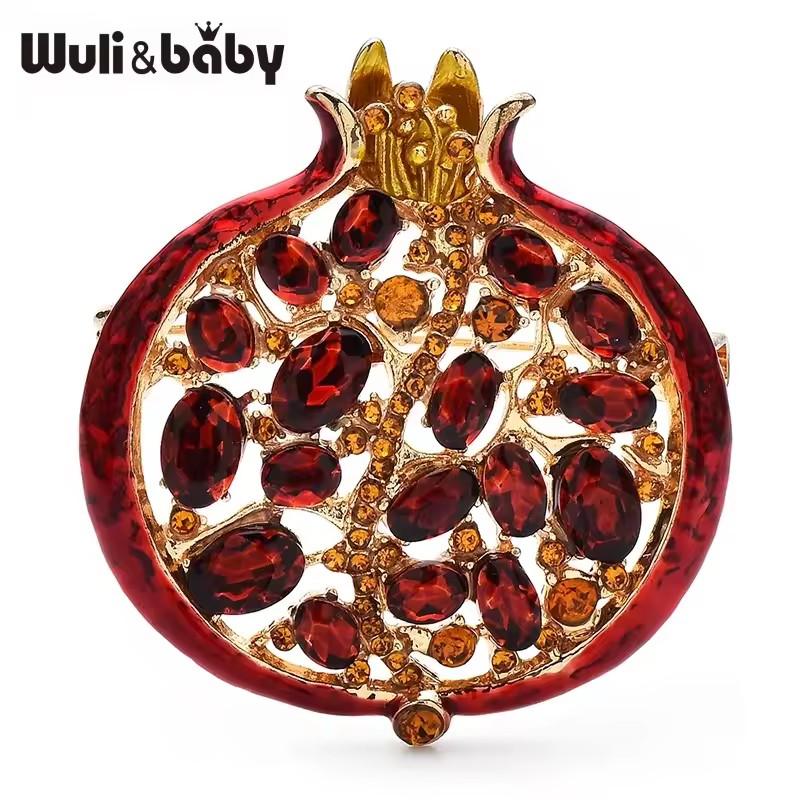 Wuli&baby Red Crystal Pomegranate Plant Brooch Pins For Women Summer Jewelry Gift Bag Suit Accessory - Image 7