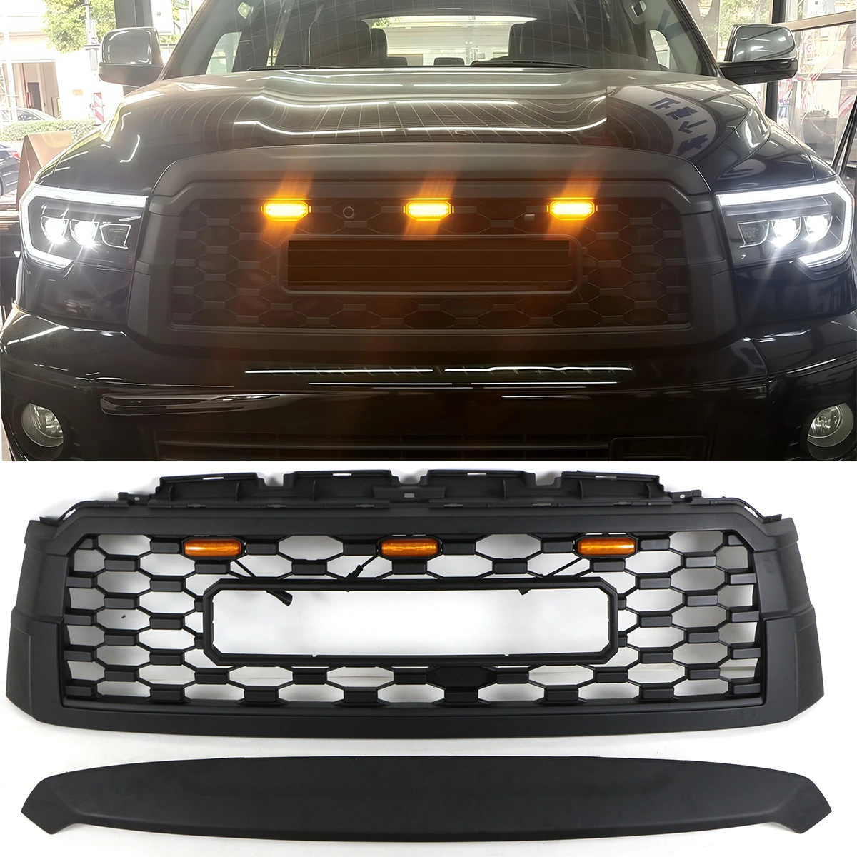 

Подходит для Toyota Sequoia 2019, 2020, 2021 годов выпуска, передняя решетка с LED-подсветкой