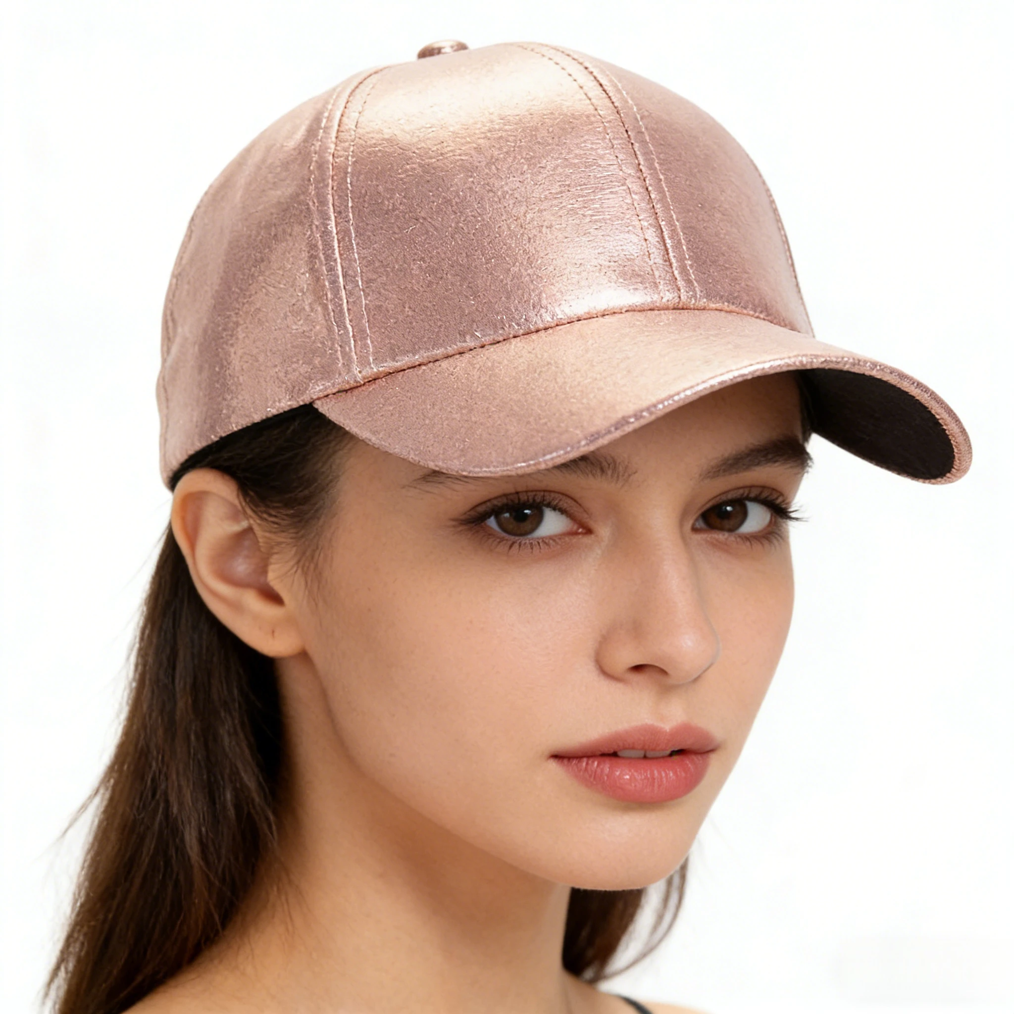 

Женская всесезонная модная бейсболка — простая однотонная шляпа из искусственной кожи (56–58 см), модная и персонализированная