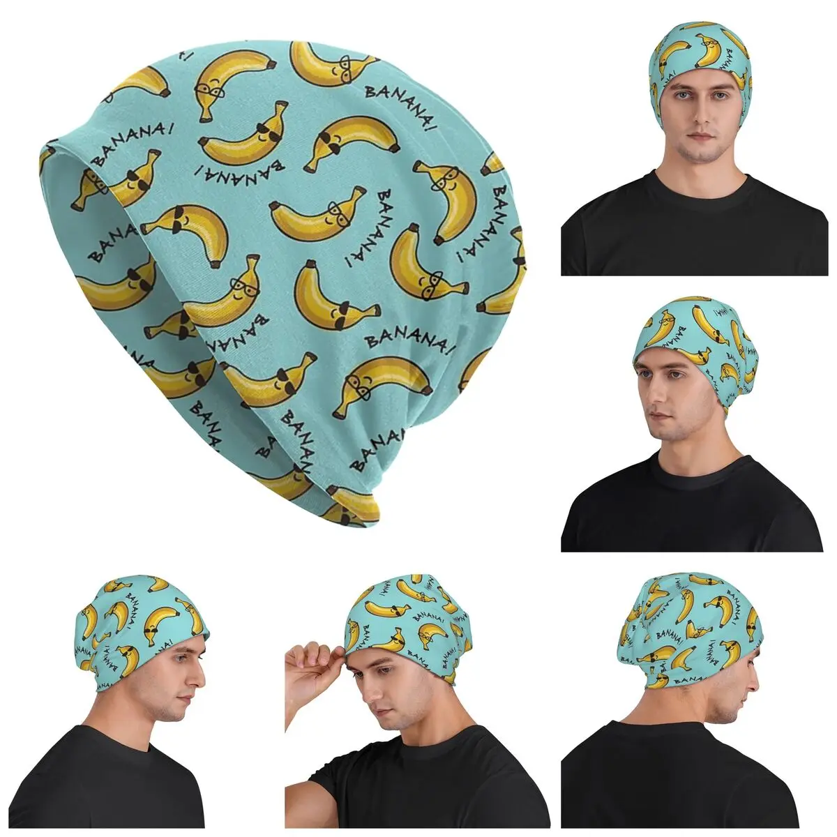 

I Am A Cool Banana Pattern Warm Knitted Cap Fashion Bonnet Hat Autumn Winter Outdoor Beanies Hats for Men Women Adult