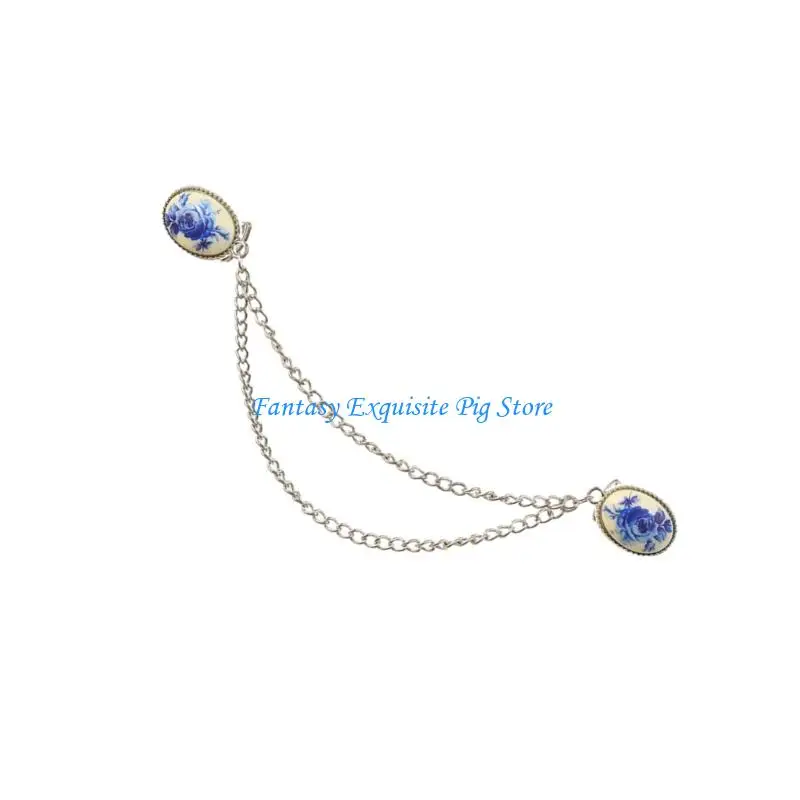 Unique Chain Brooch Flower Clothing Jewelry Fashion Accessory Alloy Texture Suitablle for Shirts and Backpack Deocrating