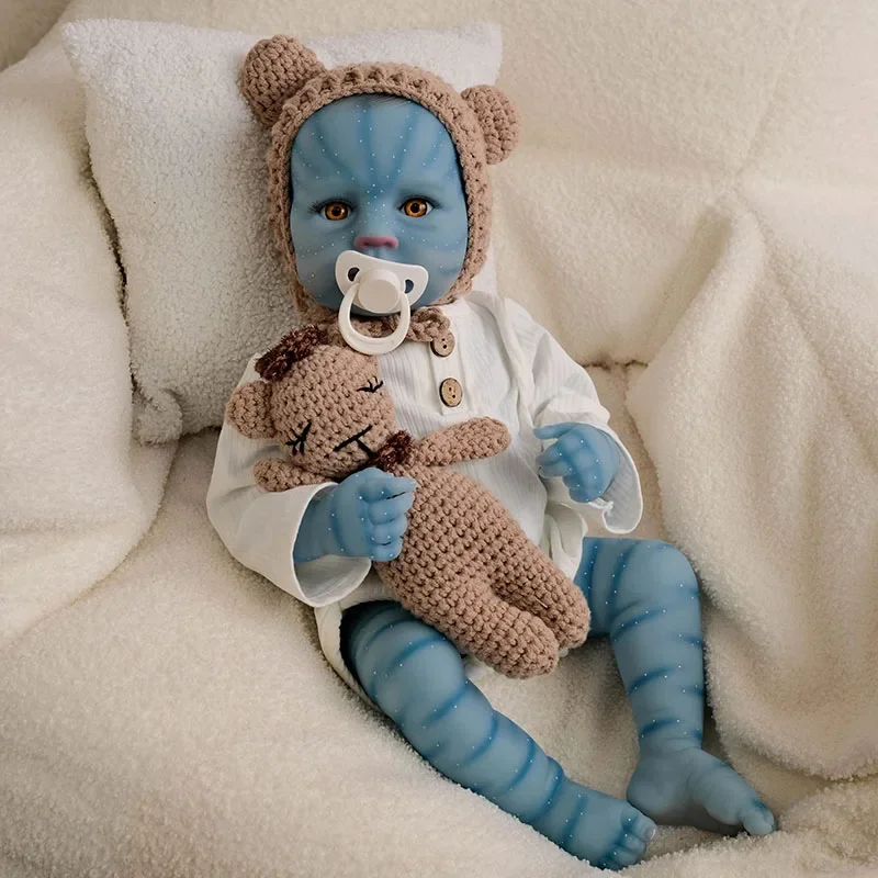 19inch Silicone Baby Doll Loulou Awake Avatar Soft Vinyl Reborn Baby Doll Girls Handmade Art Dolls with Yellow Eyes Muñeca Bebe