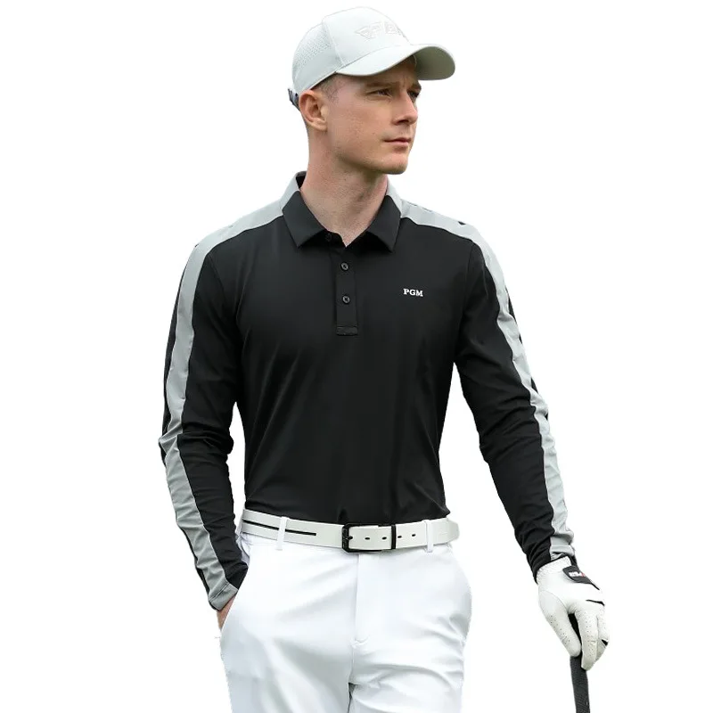 PGM Męskie koszulki golfowe Jesień i zima Sporty rekreacyjne Koszulki polo z długim rękawem Modne klapy Golf Wear Men YF648