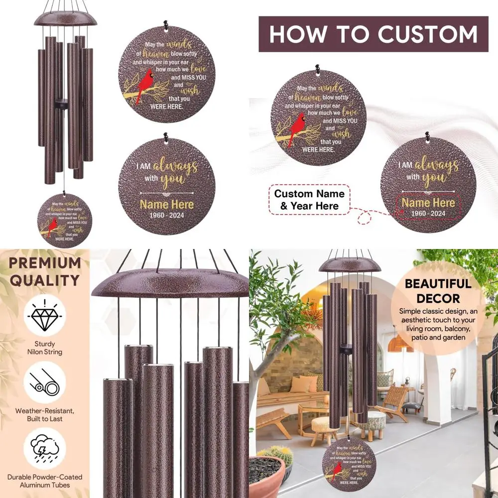 

Customized 36-Inch Cardinal Memorial Wind Chimes - Outdoor Commemorative Gifts for Loss of Loved Ones