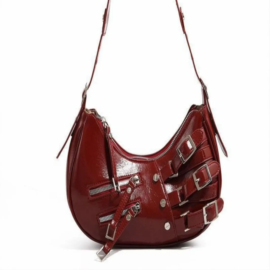Vintage PU Leather Shoulder Bags For Women Y2K Trendy Cool American Motorcycle Bag 2026 Hot Sale Bags for Women Designer Handbag