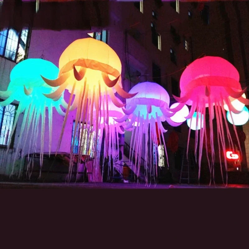 

Hanging Exquisite Inflatable Jellyfish Ningbang Long Ditch Color Changing Led Light Large Event Decoration