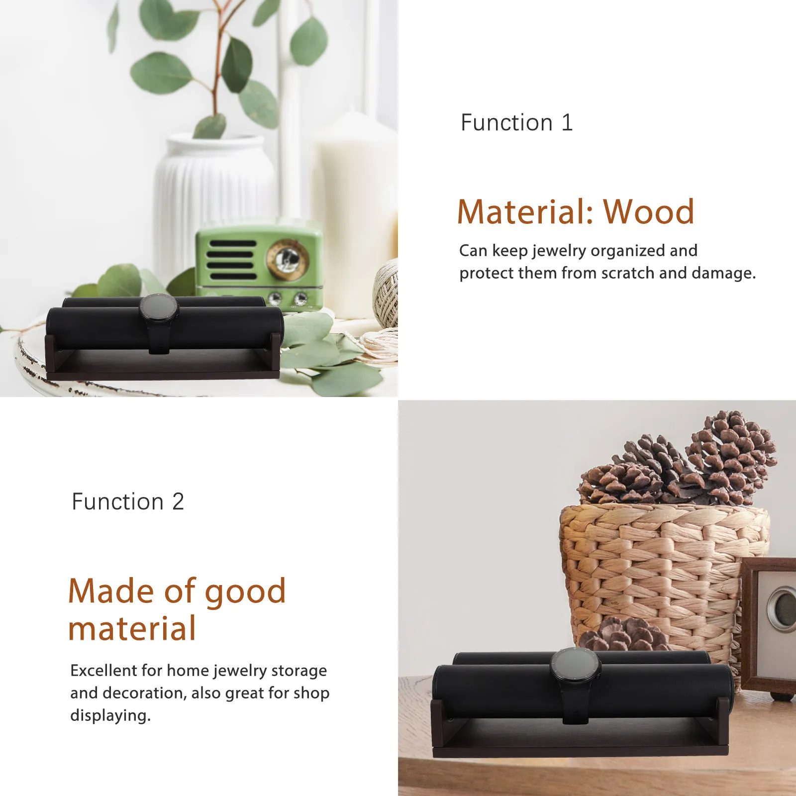 

Detachable PU Double Tube Bracelet Display Stand Organizer Jewelry Holder Rack Soft Touch Damage Protection Home Shop Display