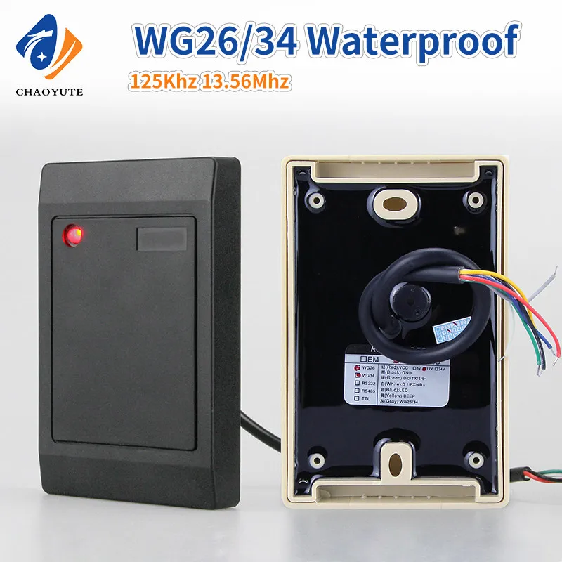 

Outdoor Wiegand26 Wiegand34 reader IP68 access card reader 125kHz 13.56MHz NFC ID access control system RFID IC smart waterproof