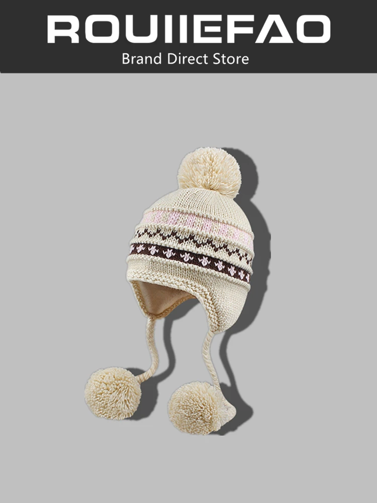 rouiiefao-bonnet-d'hiver-chaud-pour-femme-en-tricot-double-polaire-epais-avec-protection-des-oreilles-ideal-pour-l'automne-et-l'hiver-en-fibre-de-polyester