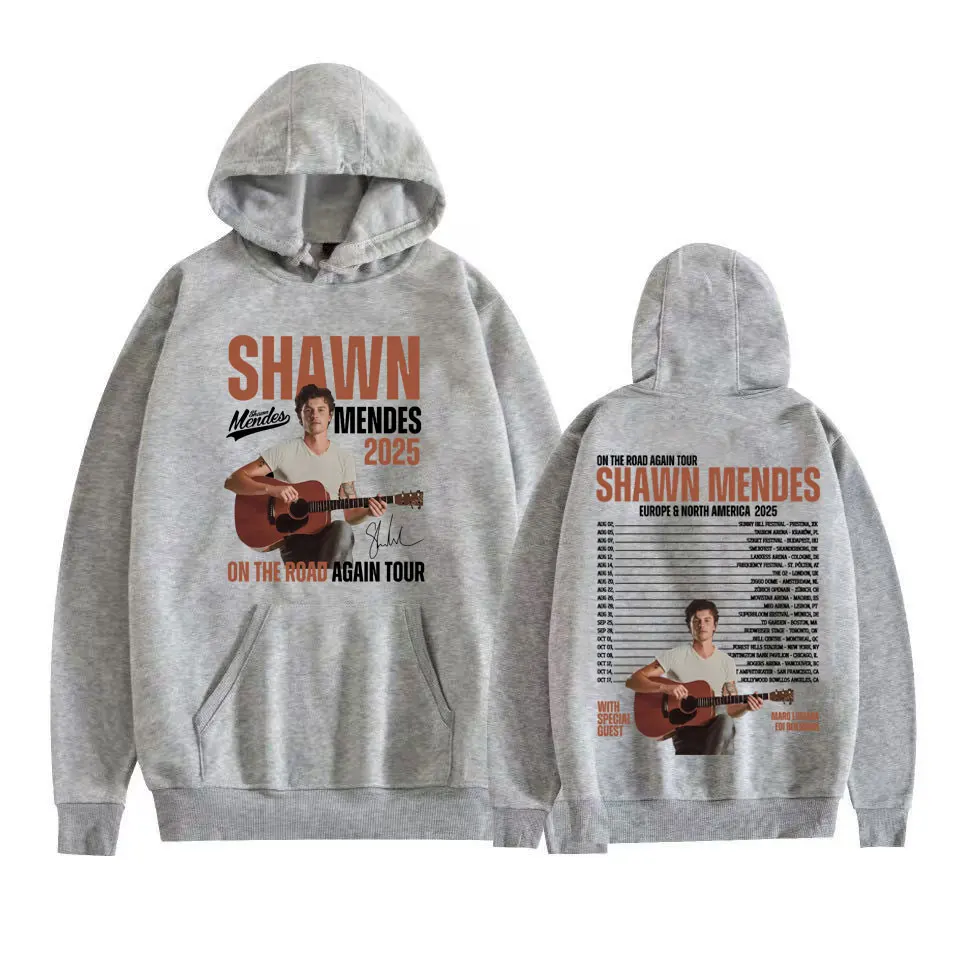 شون مينديز على الطريق مرة أخرى جولة 2025 ميرش هوديي الخريف/الشتاء الرجال النساء الهيب هوب الشرير عادية مريحة قلنسوة من القطن #3