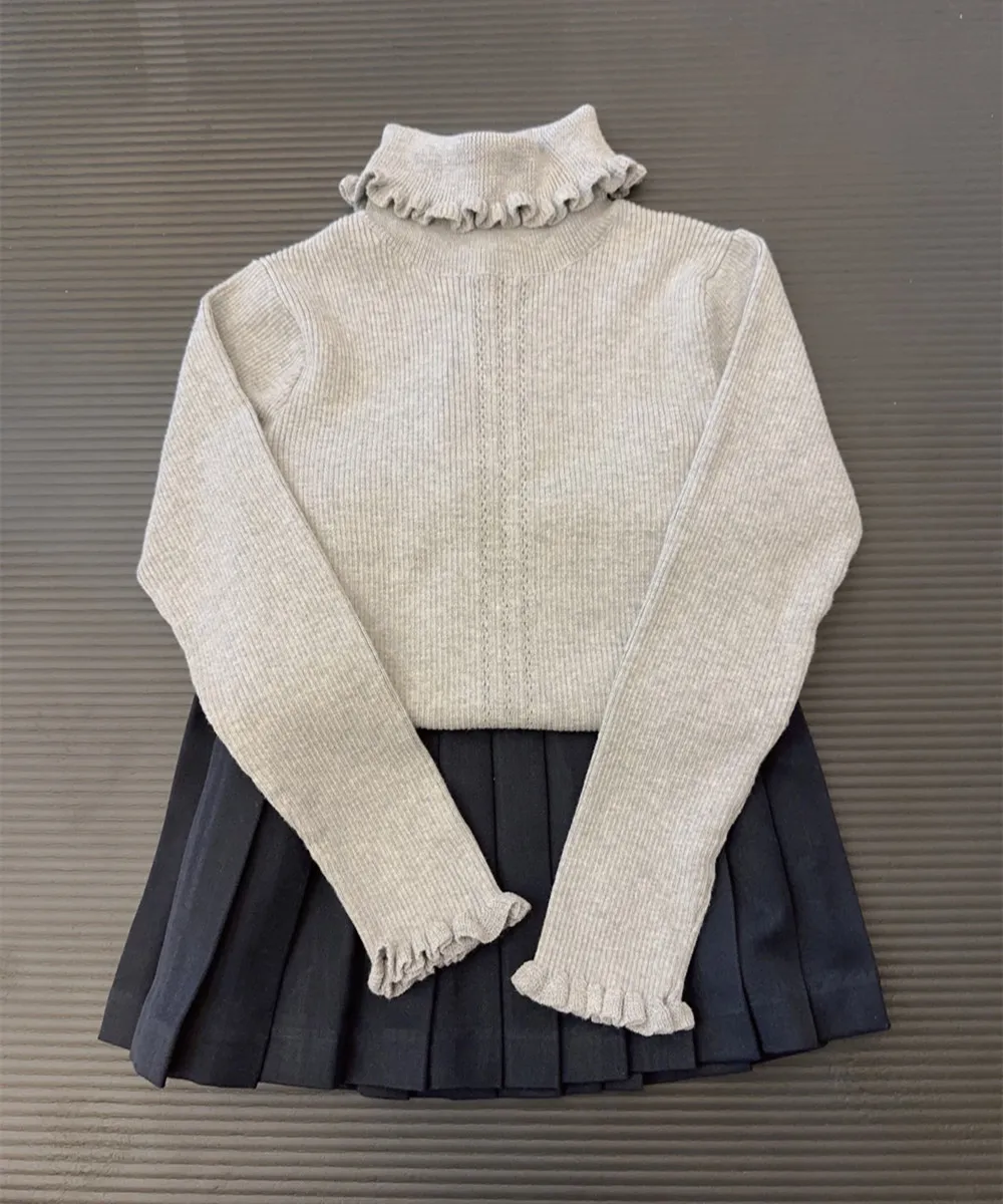 baby clothes kids sweaters winter girl Super soft and comfortable knitted sweater High neck solid color sweater