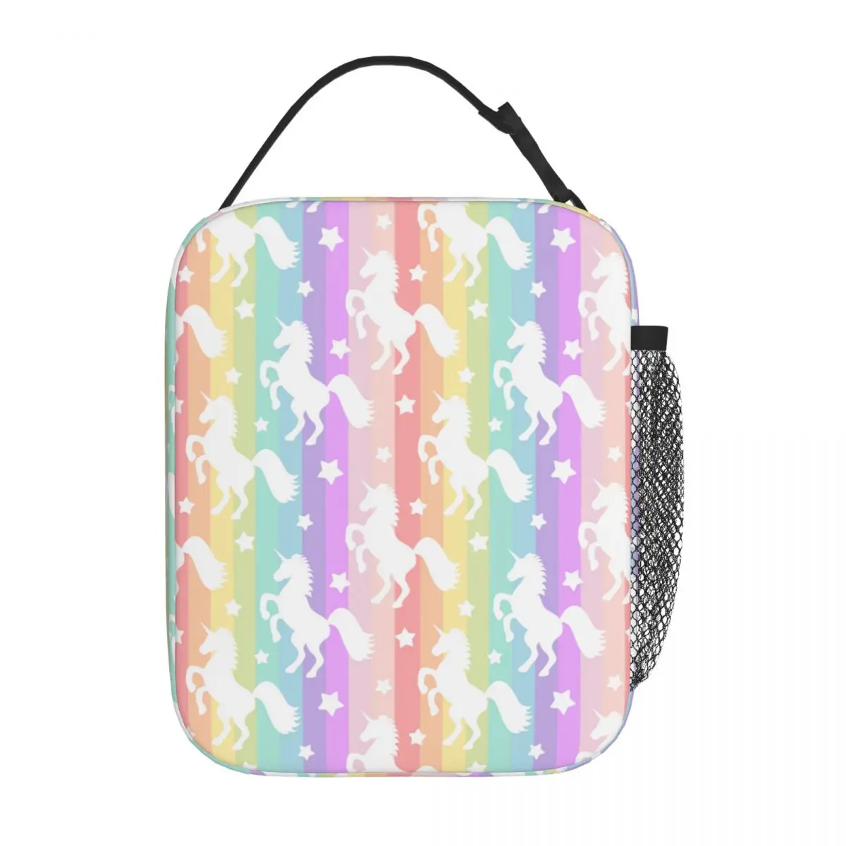 

Cute Unicorn Gift for Girl Daughter Rainbow Stripes Insulated Lunch Boxes Kawaii Unicorns Star Food Box Cooler Thermal Bento Box