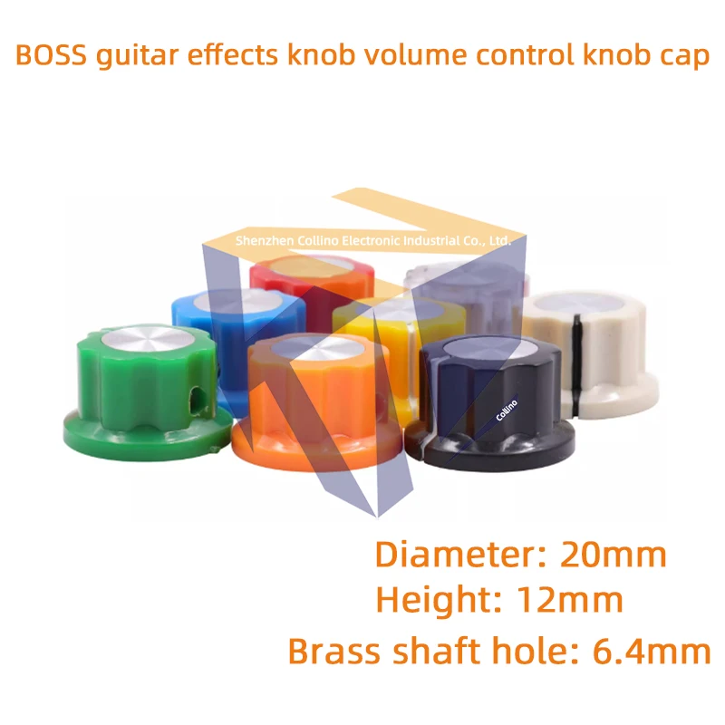 1 peça de botão para pedal de efeitos de guitarra BOSS, amplificador, painel de instrumentos, potenciômetro, botão de controle de volume, furo de latão 6.4mm