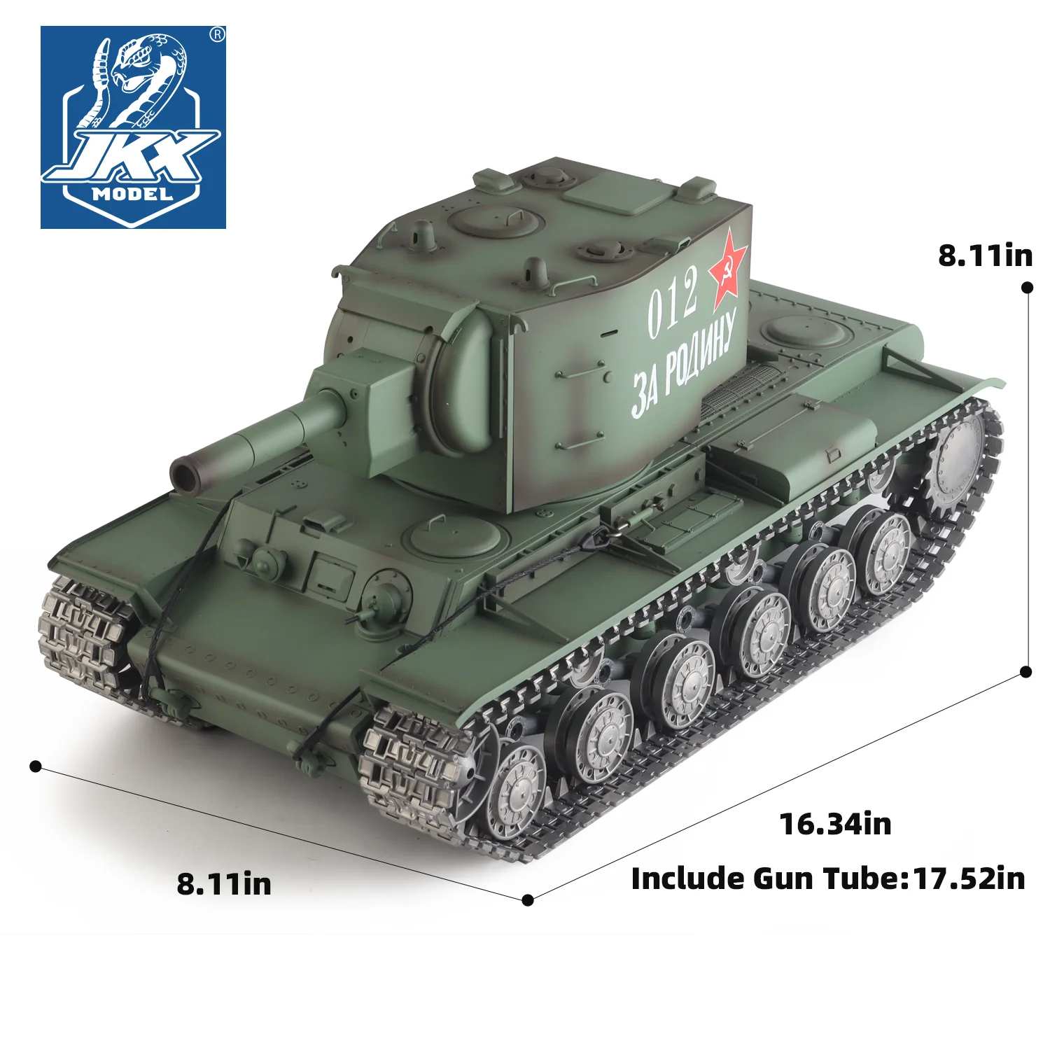 خزانات هينج طويلة RC 1/16 السوفياتي KV-2 دبابة ثقيلة موديل 3949 (TK7.0 وعجلة معدنية وعجلة ضرس ومسار و360 ° تدوير البرج)