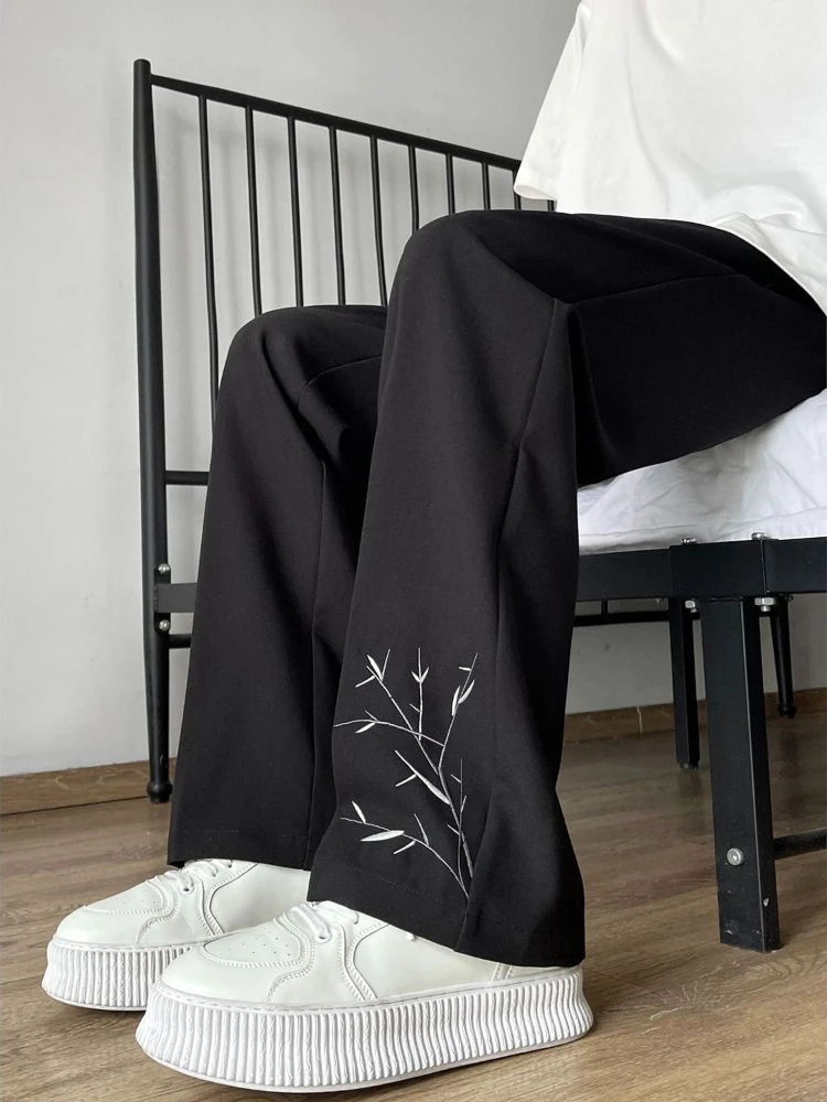 

Black Men's Suits Pants Pocket Draped Cheap High Quality Spring Clothes Work Wear Summer 2025 Dress Clothing Male Suit Trousers